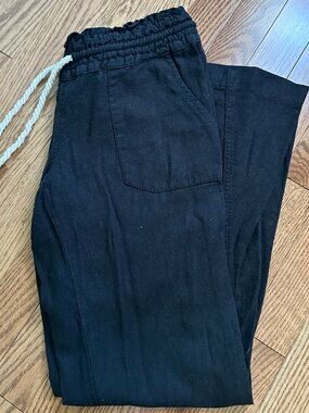 Roxy Linen Beach Pants - Low Rise, Black